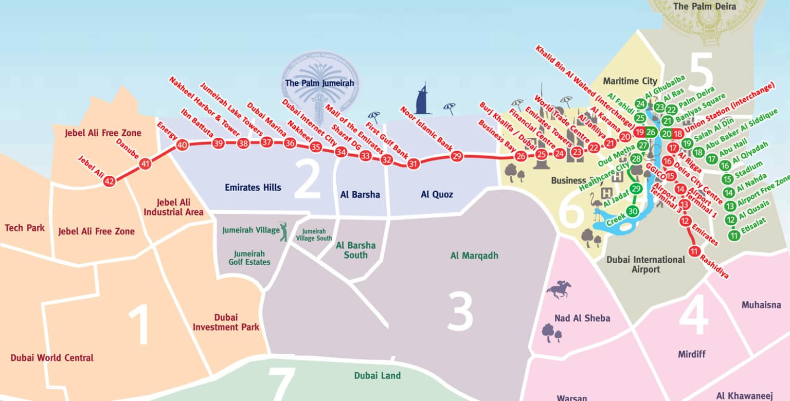 Large Metro Map Of Dubai 1536x780 
